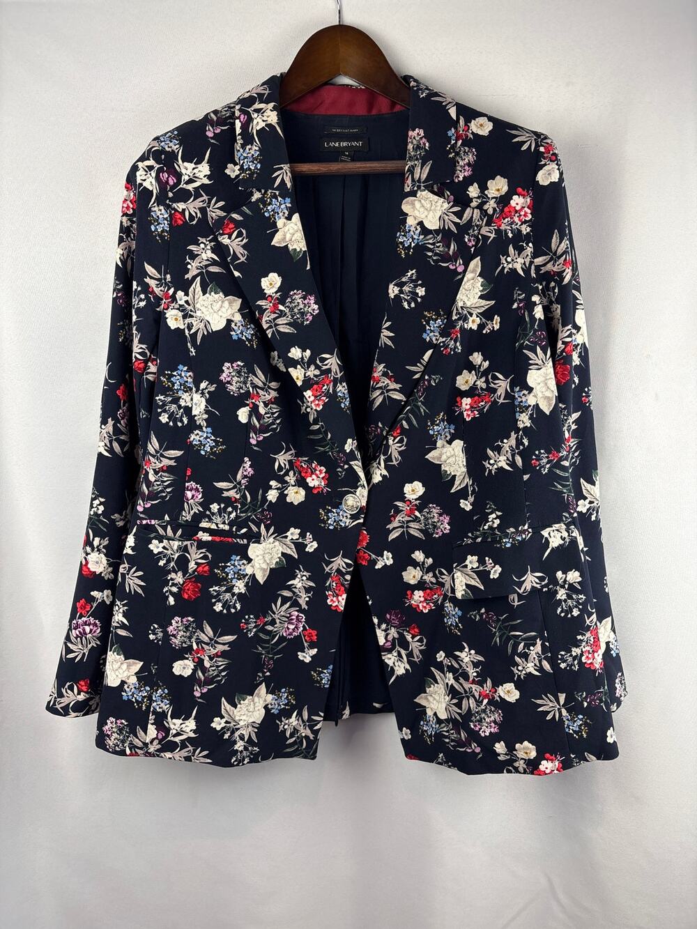 Women’s Lane Bryant Size 16 Navy Blue Floral Blazer